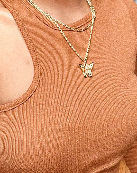 18k gold filled butterfly necklace